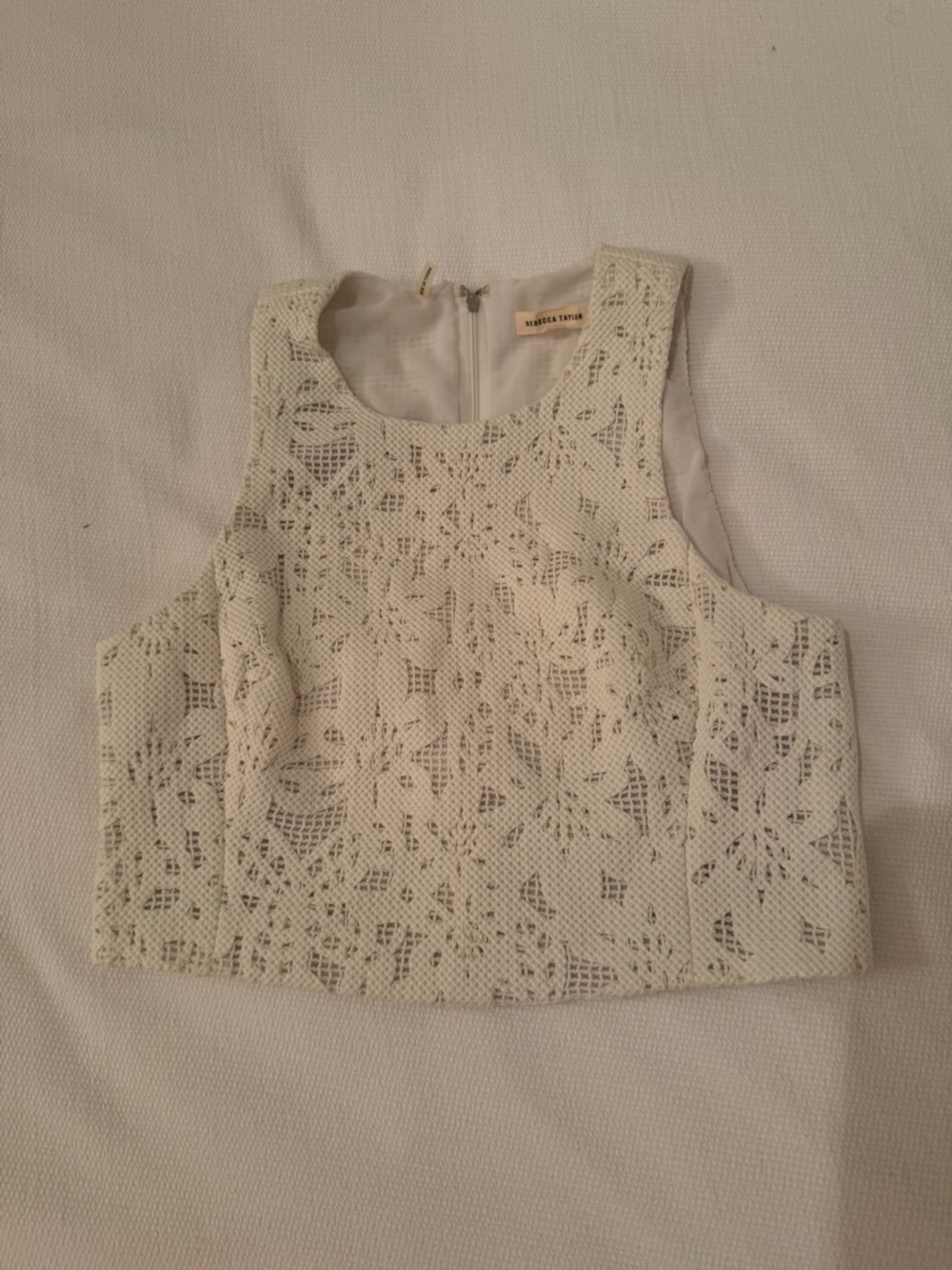 Rebecca Taylor White Lace Crop Top Size 8 (Fits like Small)